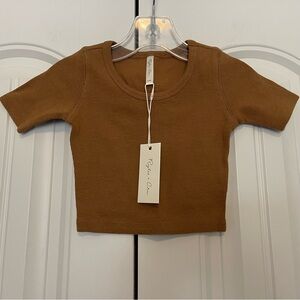 Rylee + Cru Short Sleeve Tee in Brass